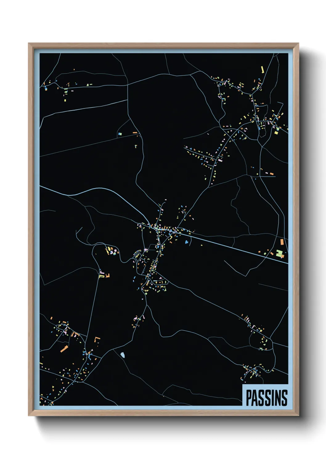 Une affiche de carte sur Passins