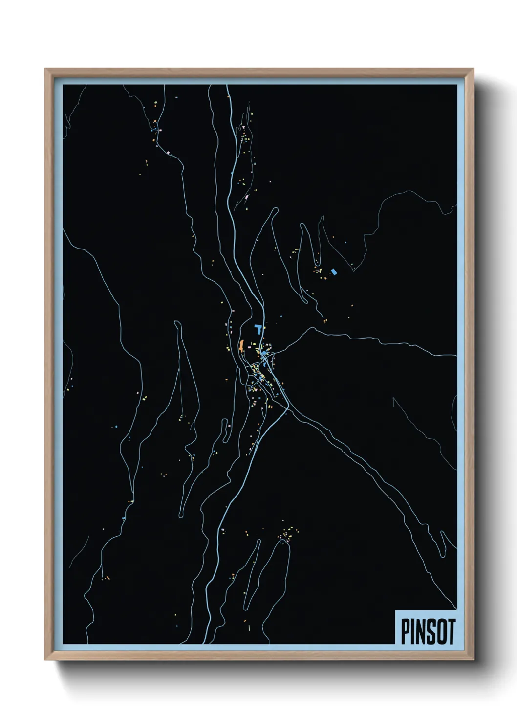 Une affiche de carte sur Pinsot