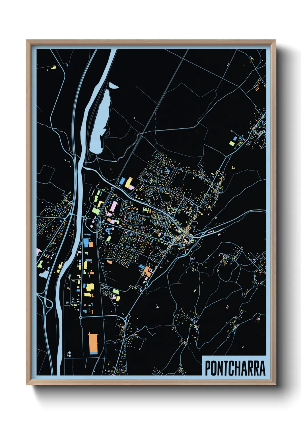 Une affiche de carte sur Pontcharra