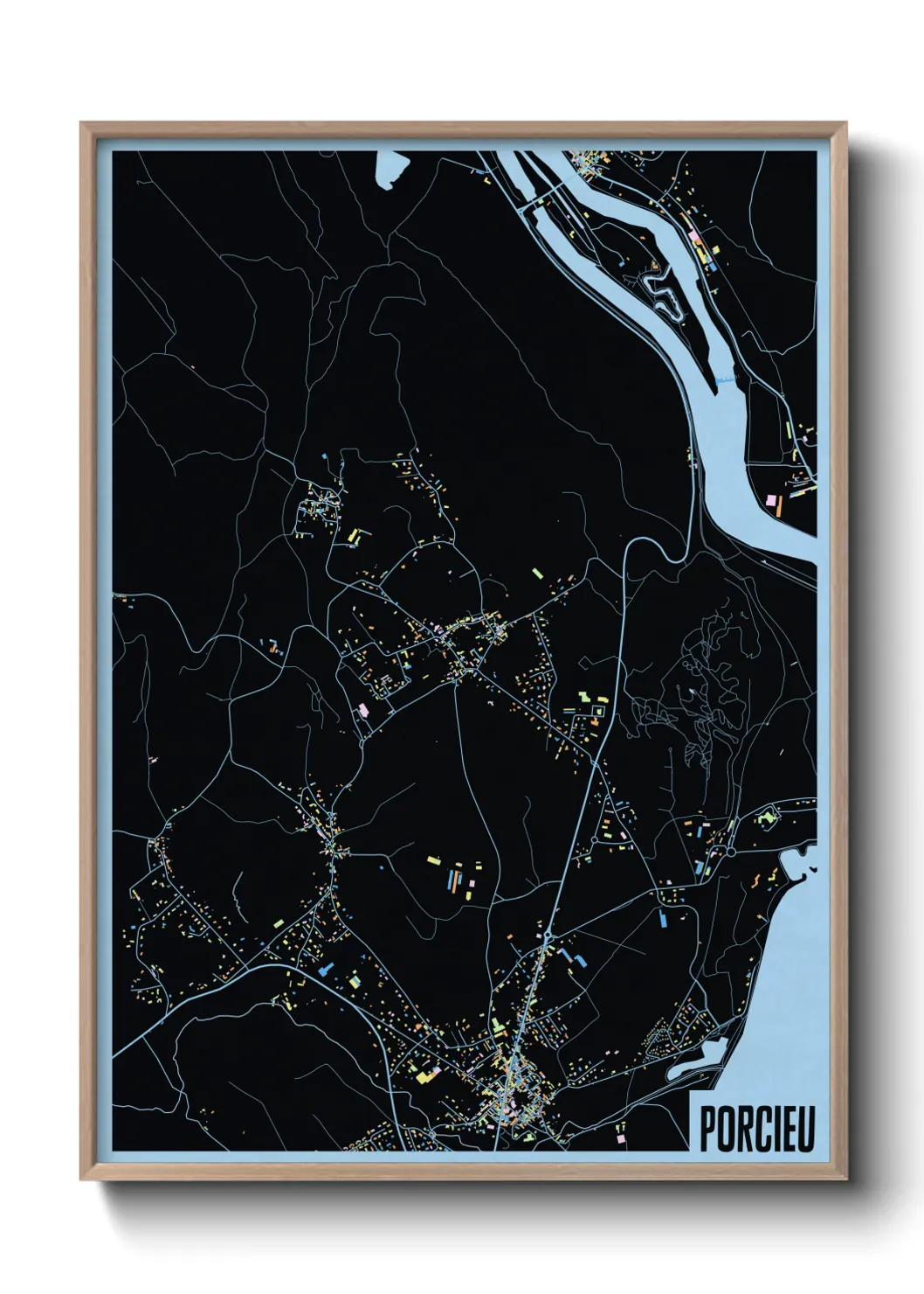 Une affiche de carte sur Porcieu