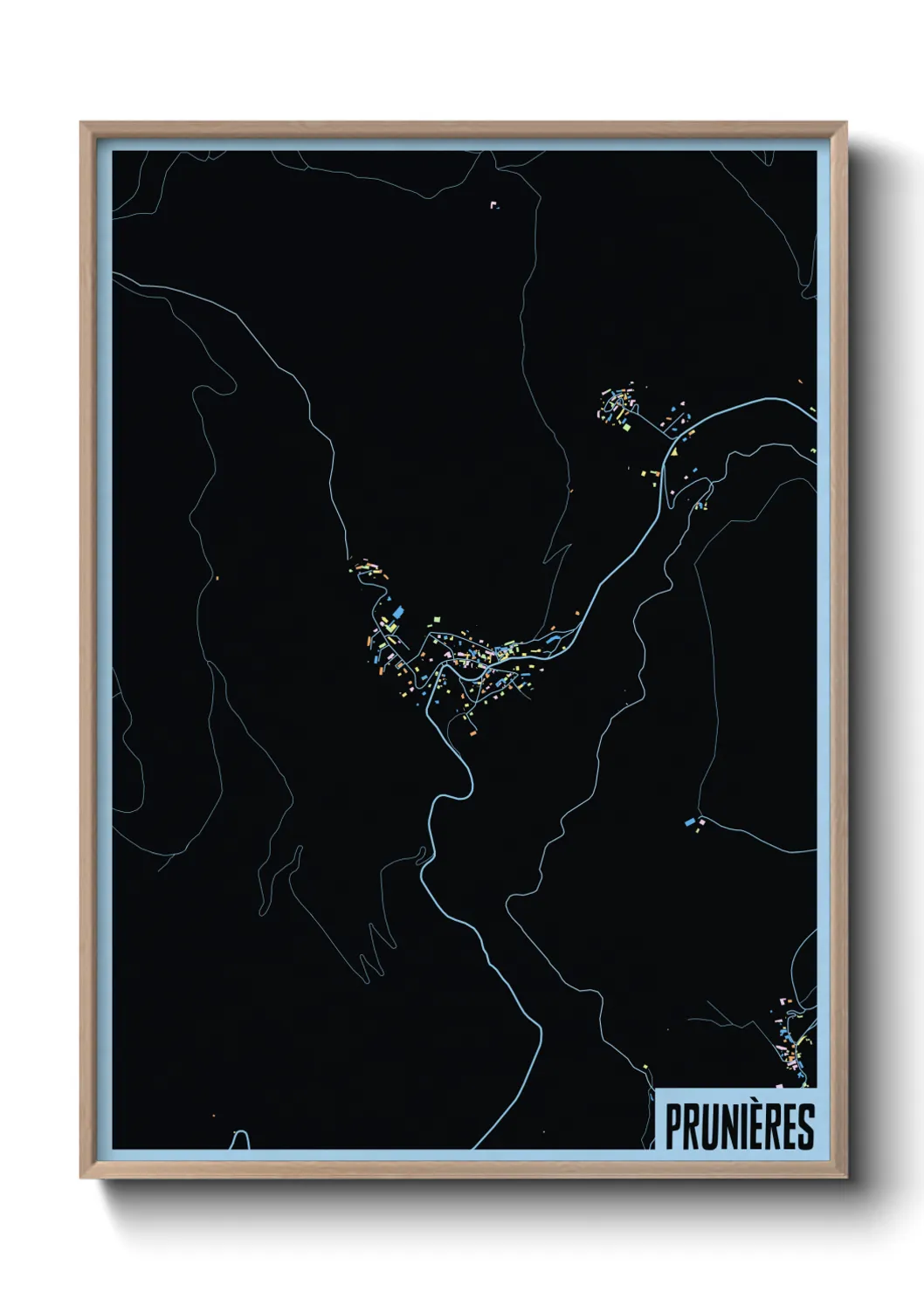 Une affiche de carte sur Prunières