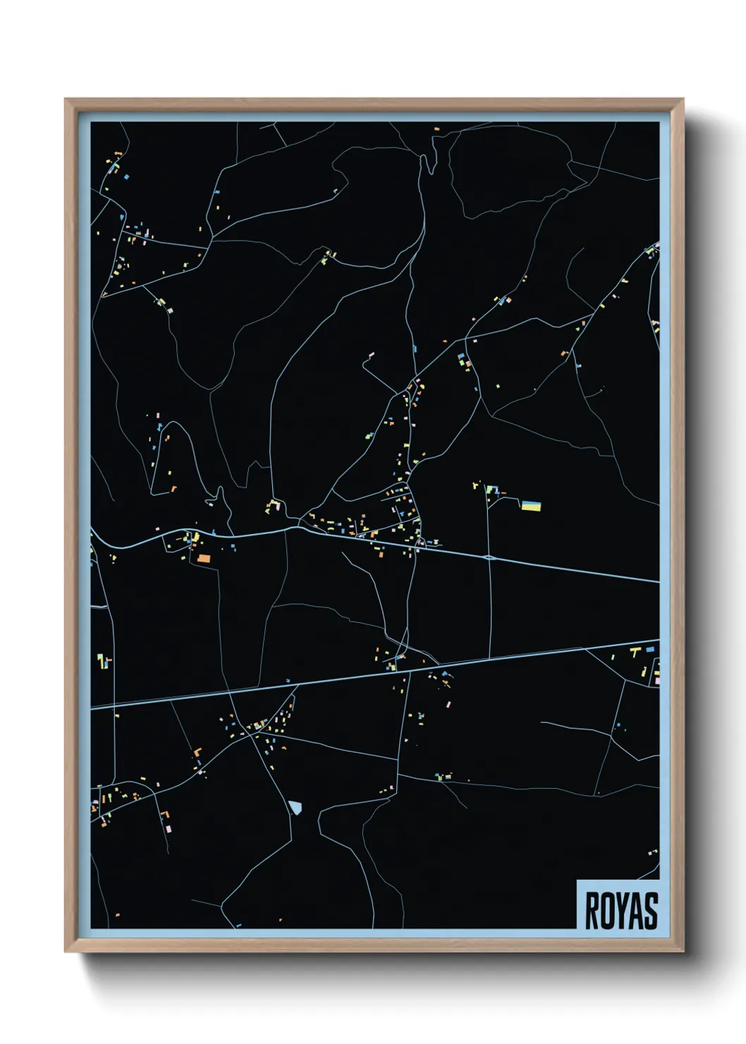 Une affiche de carte sur Royas