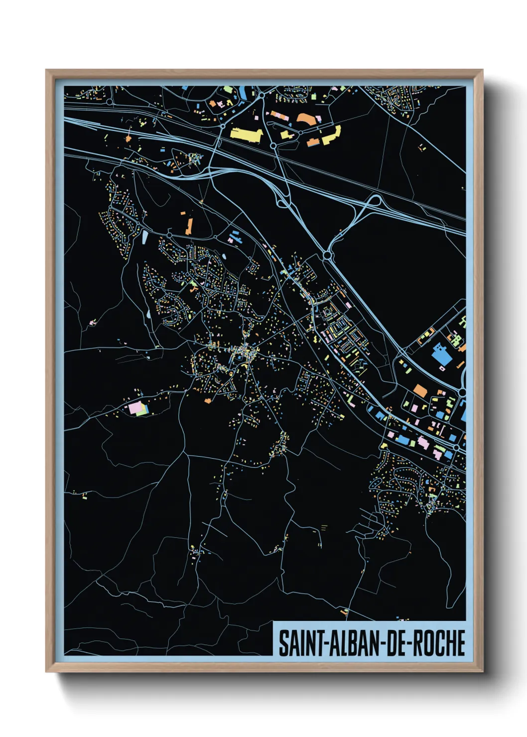 Une affiche de carte sur Saint-Alban-de-Roche