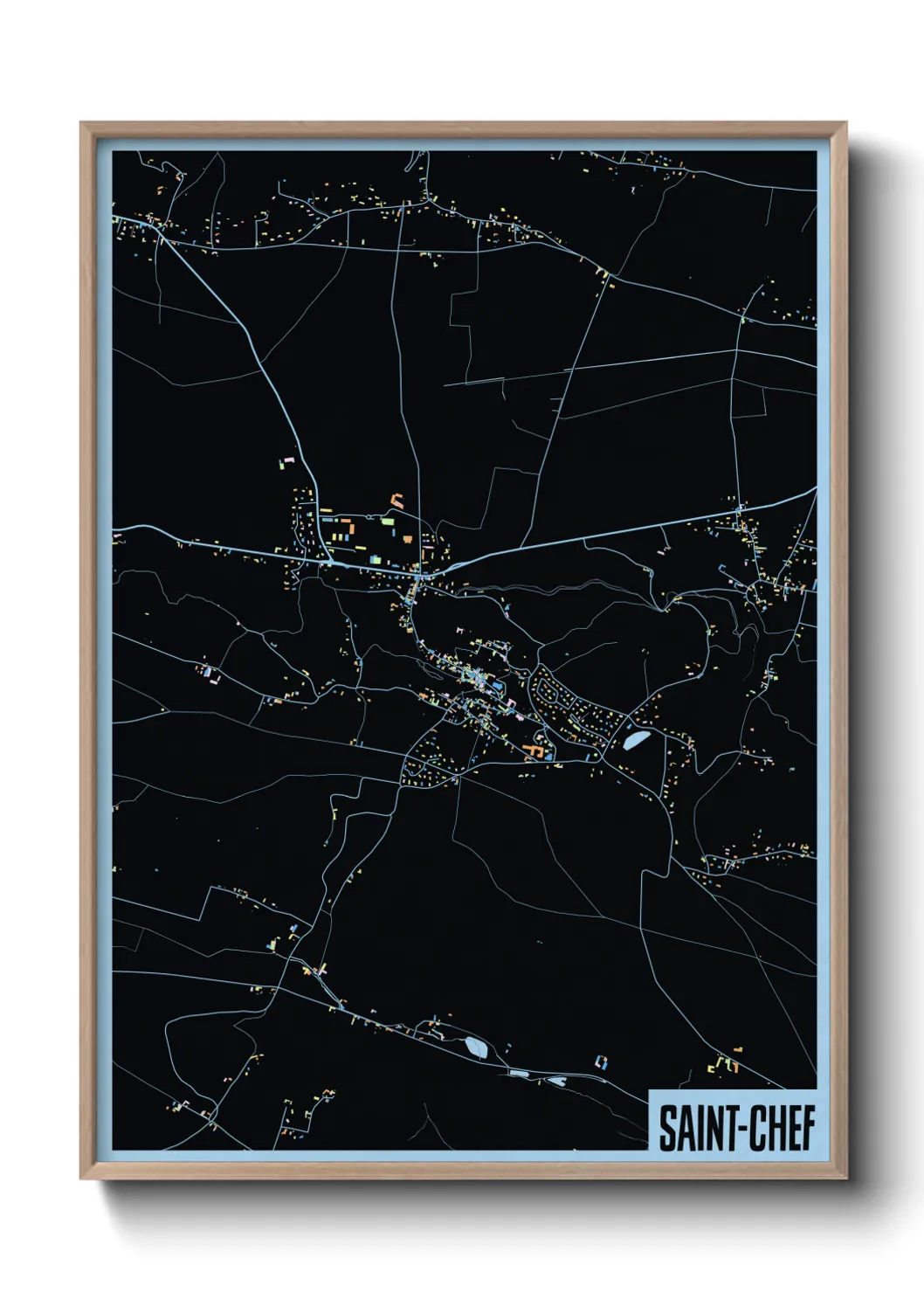 Une affiche de carte sur Saint-Chef