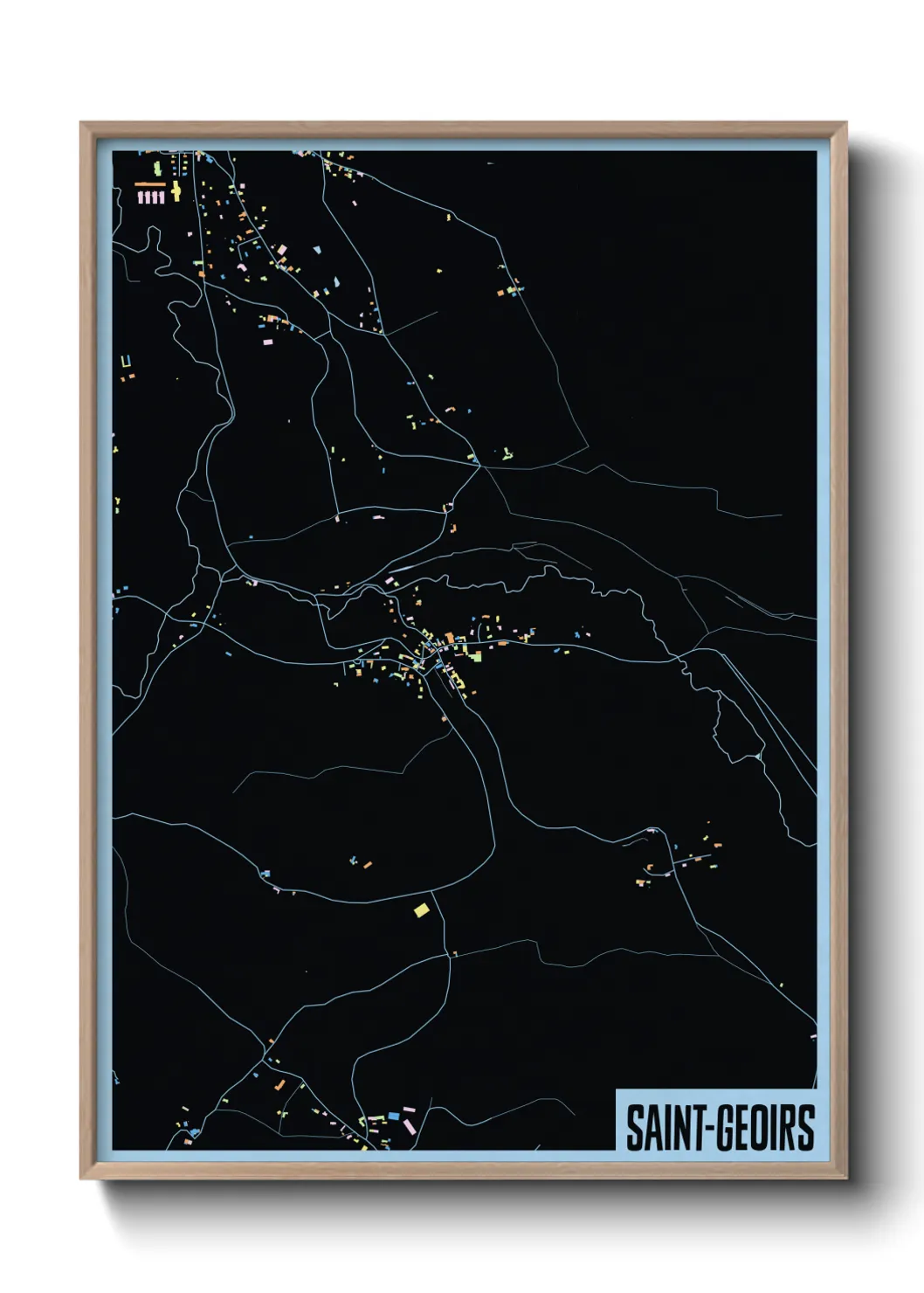 Une affiche de carte sur Saint-Geoirs