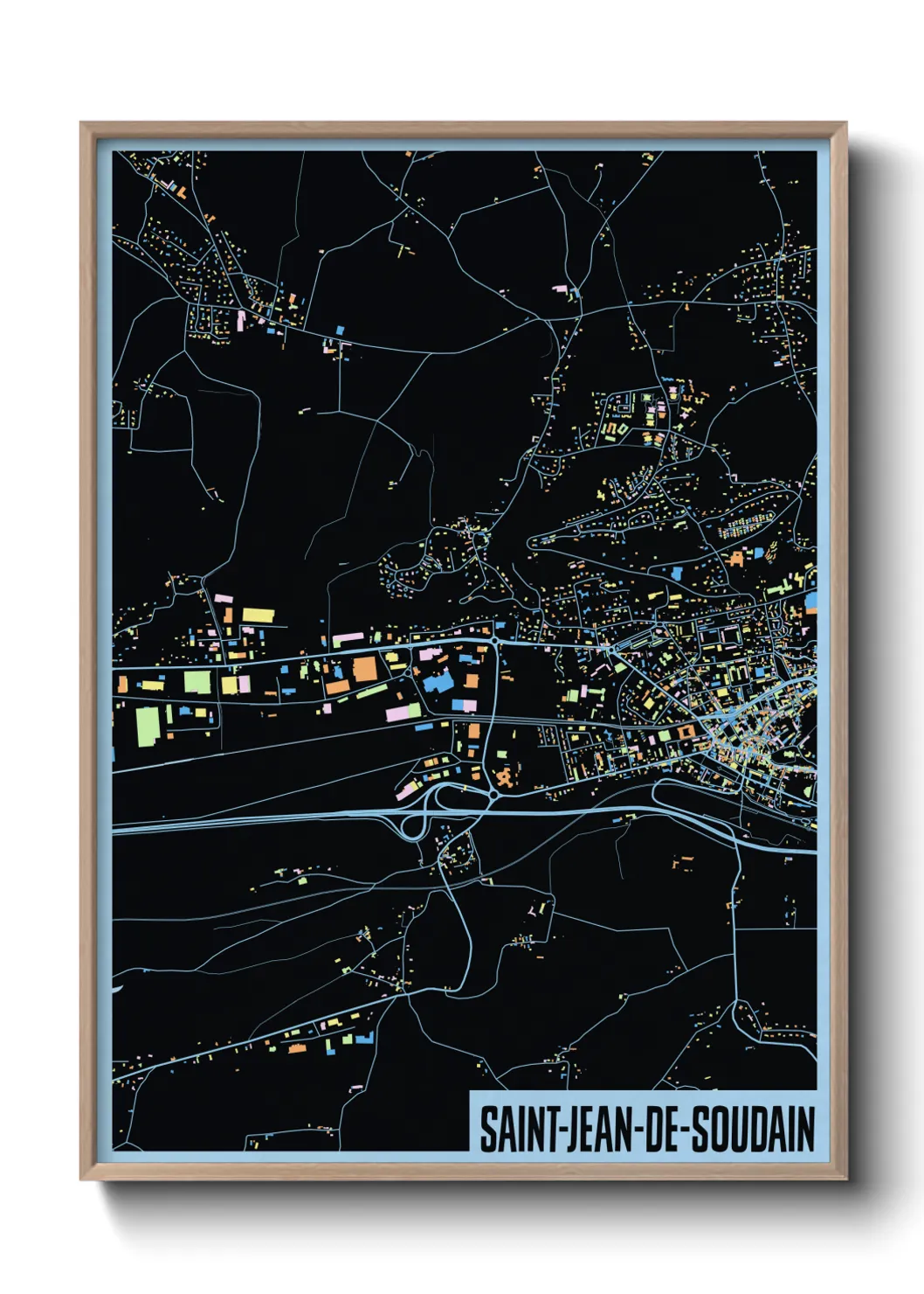 Une affiche de carte sur Saint-Jean-de-Soudain