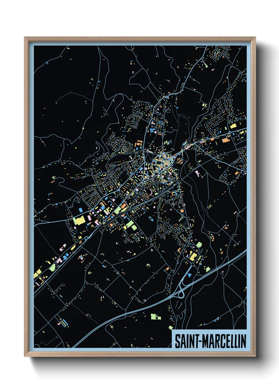 Une affiche de carte sur Saint-Marcellin
