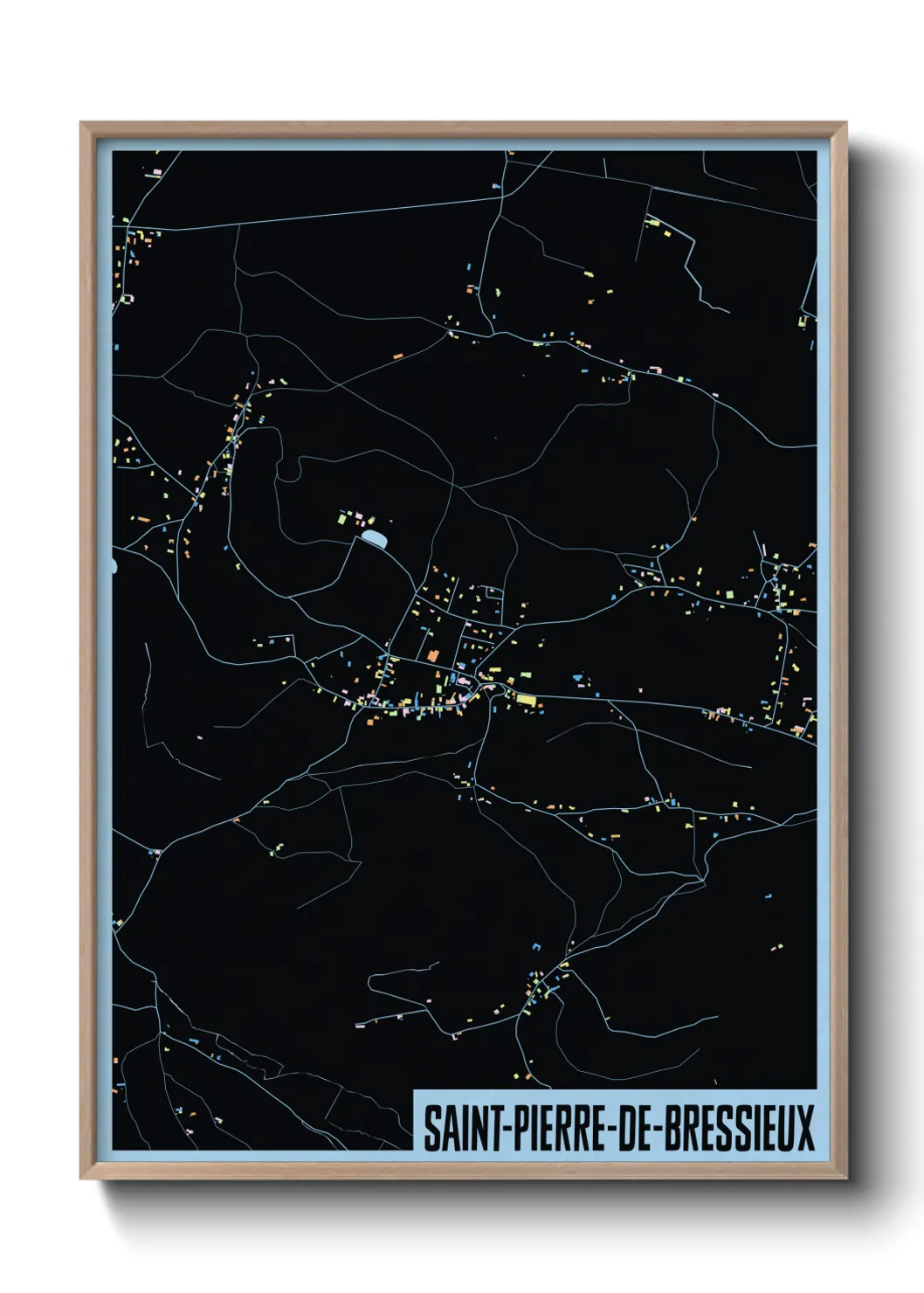 Une affiche de carte sur Saint-Pierre-de-Bressieux