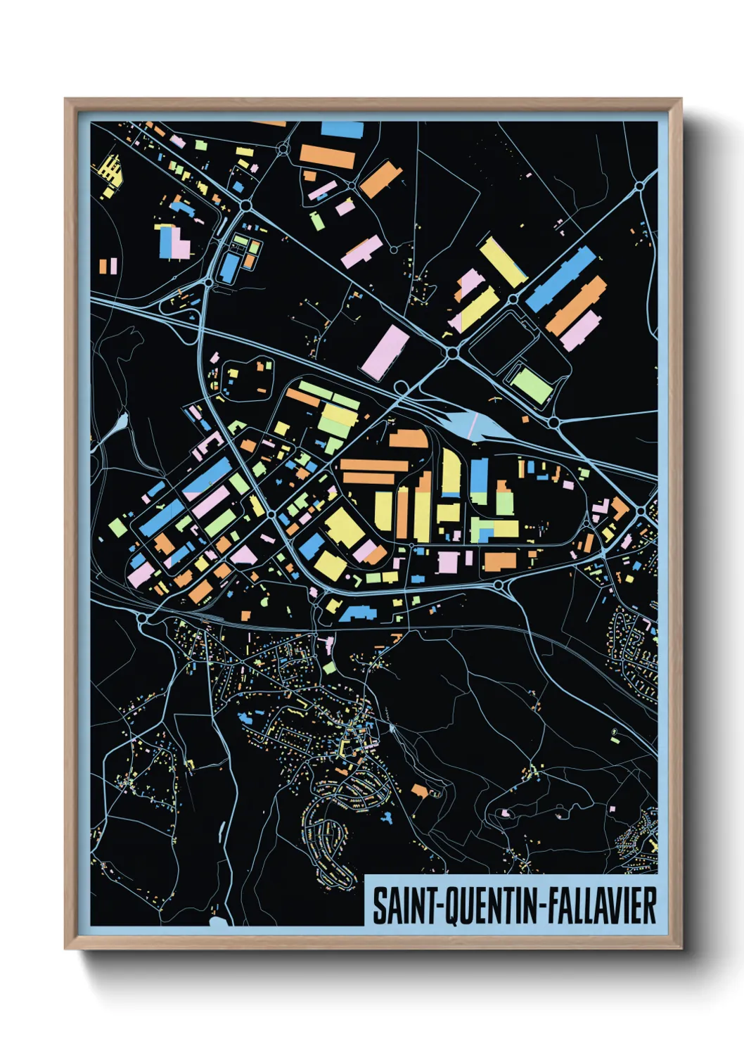 Une affiche de carte sur Saint-Quentin-Fallavier