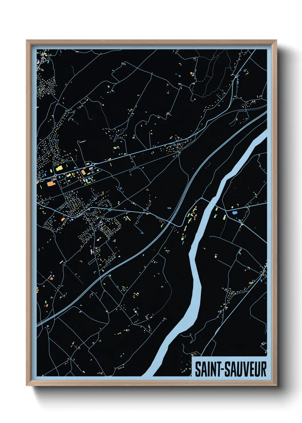 Une affiche de carte sur Saint-Sauveur