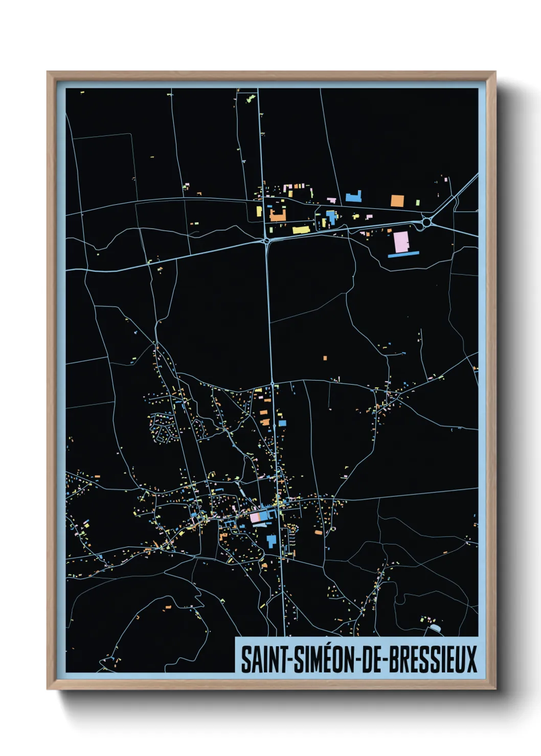 Une affiche de carte sur Saint-Siméon-de-Bressieux