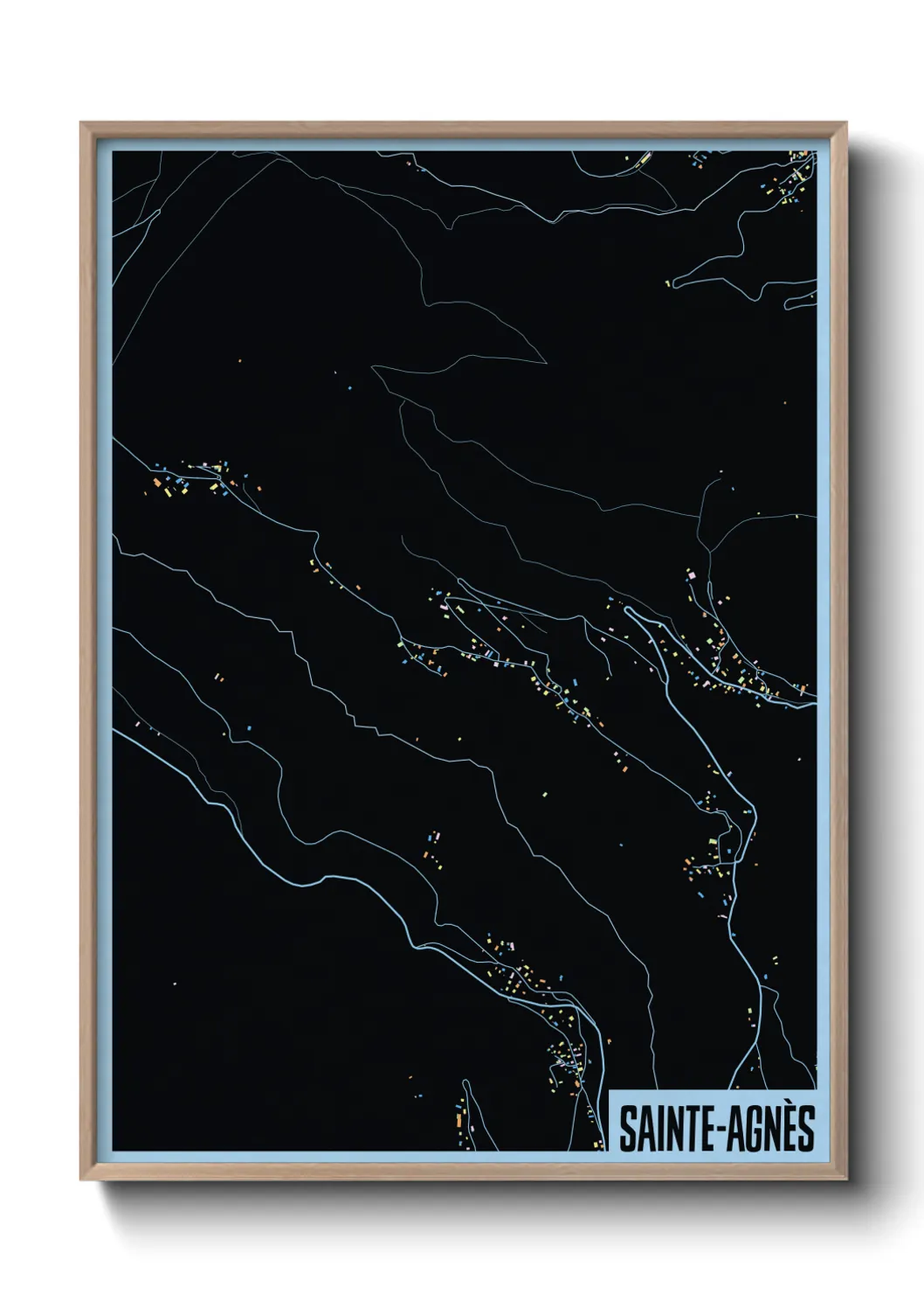 Une affiche de carte sur Sainte-Agnès