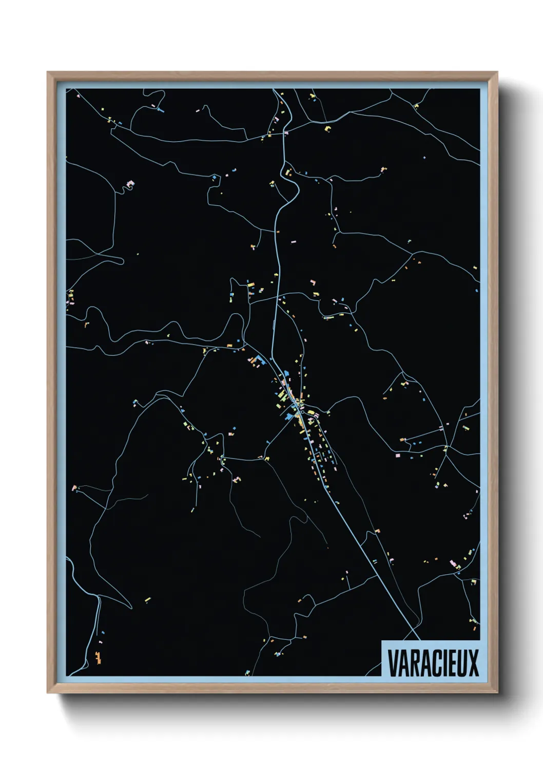 Une affiche de carte sur Varacieux