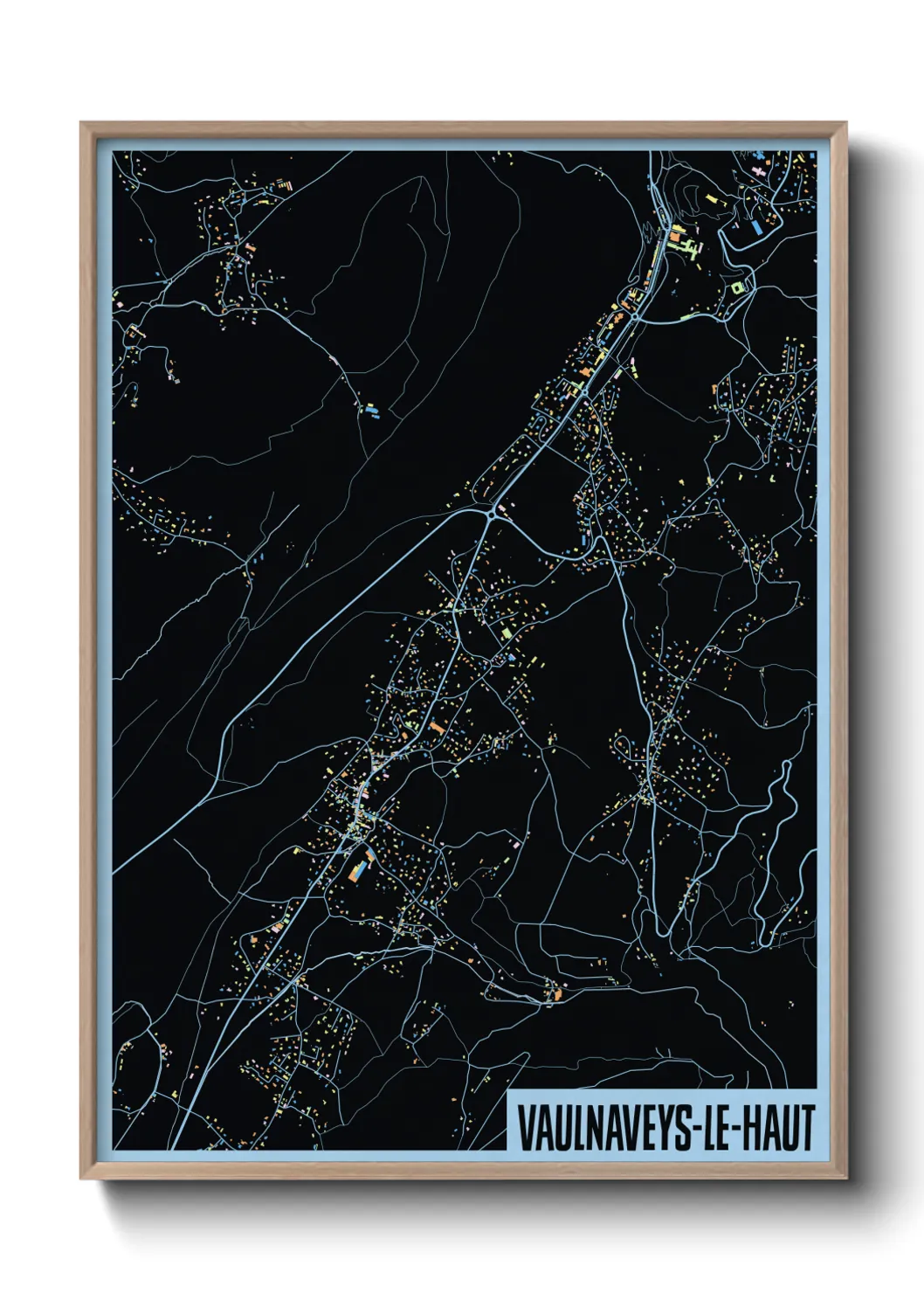 Une affiche de carte sur Vaulnaveys-le-Haut