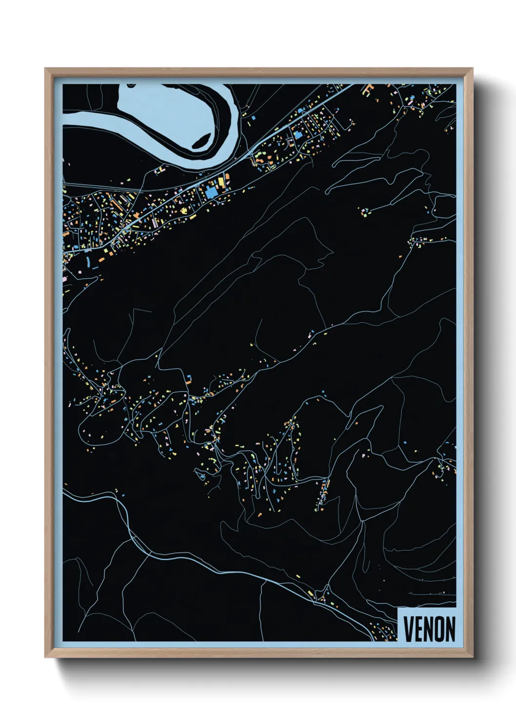 Une affiche de carte sur Venon