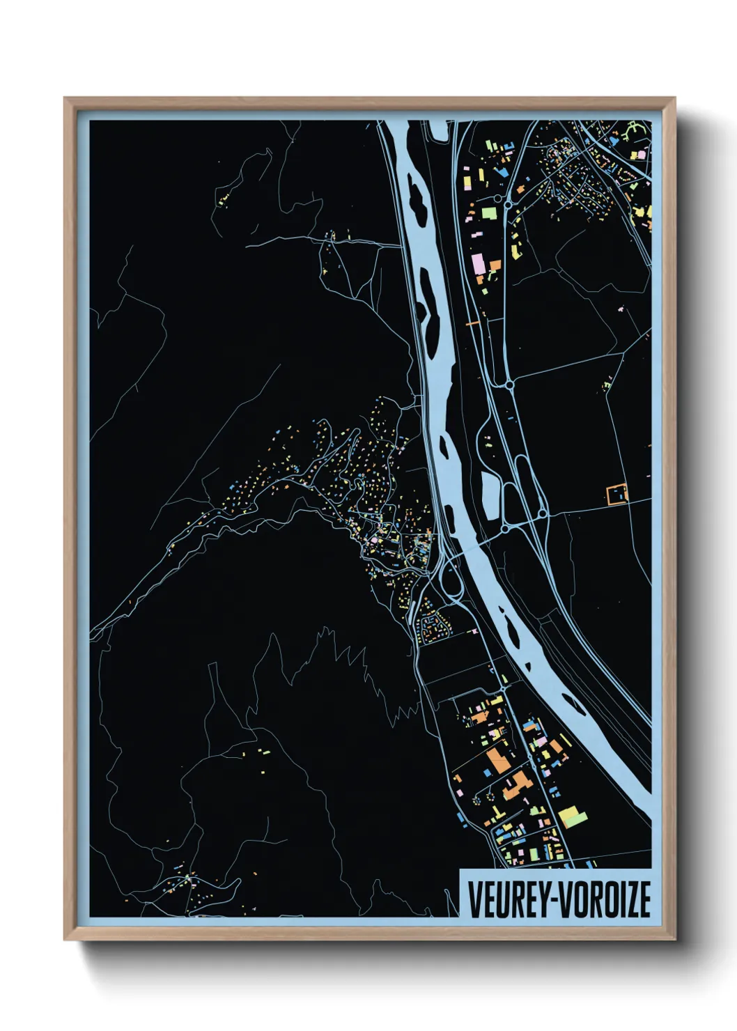 Une affiche de carte sur Veurey-Voroize