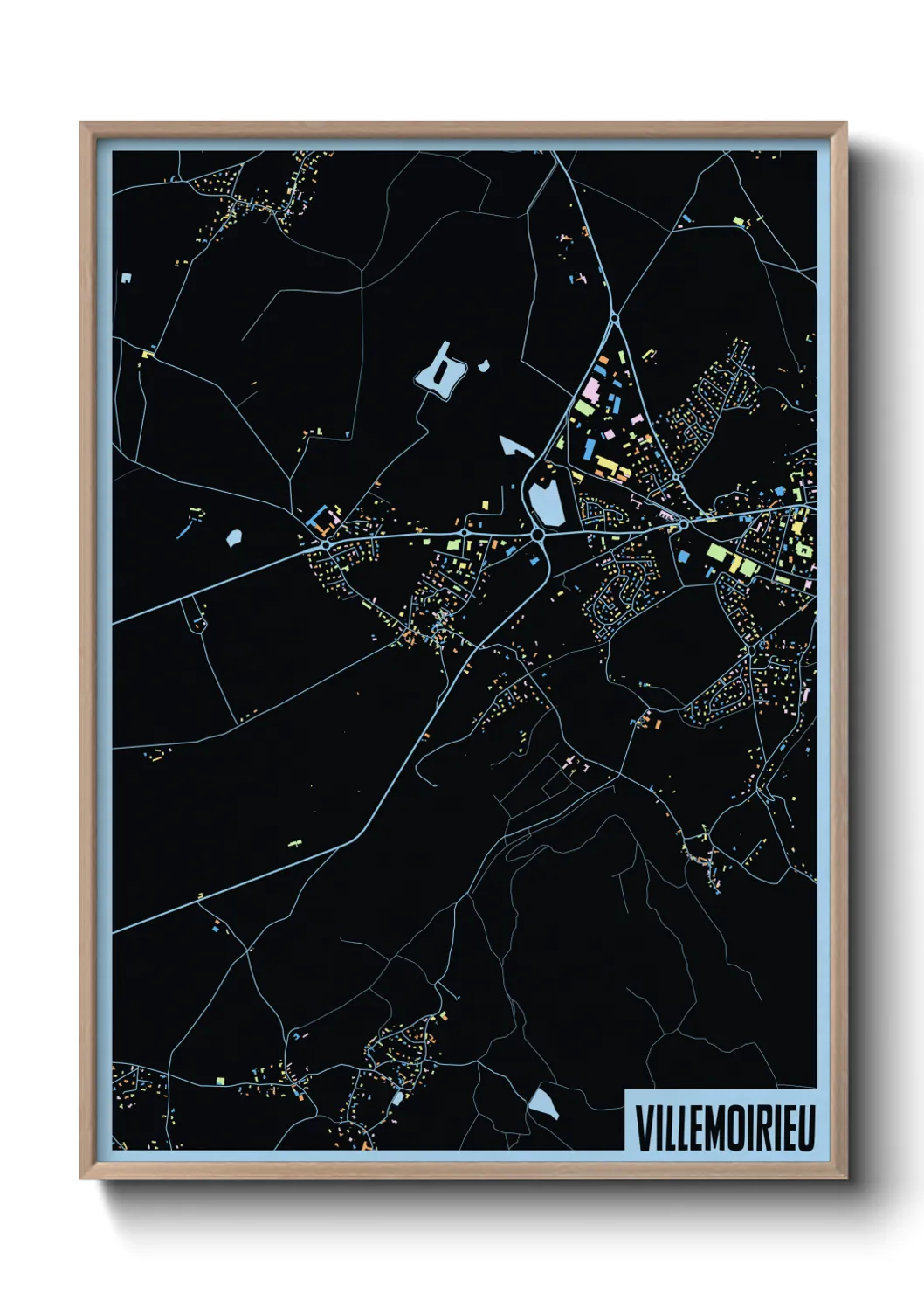 Une affiche de carte sur Villemoirieu