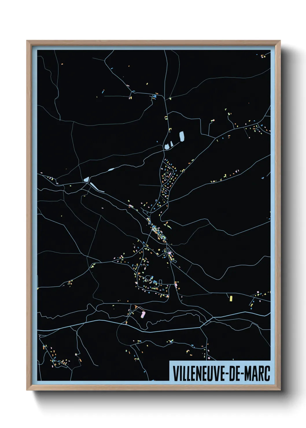 Une affiche de carte sur Villeneuve-de-Marc