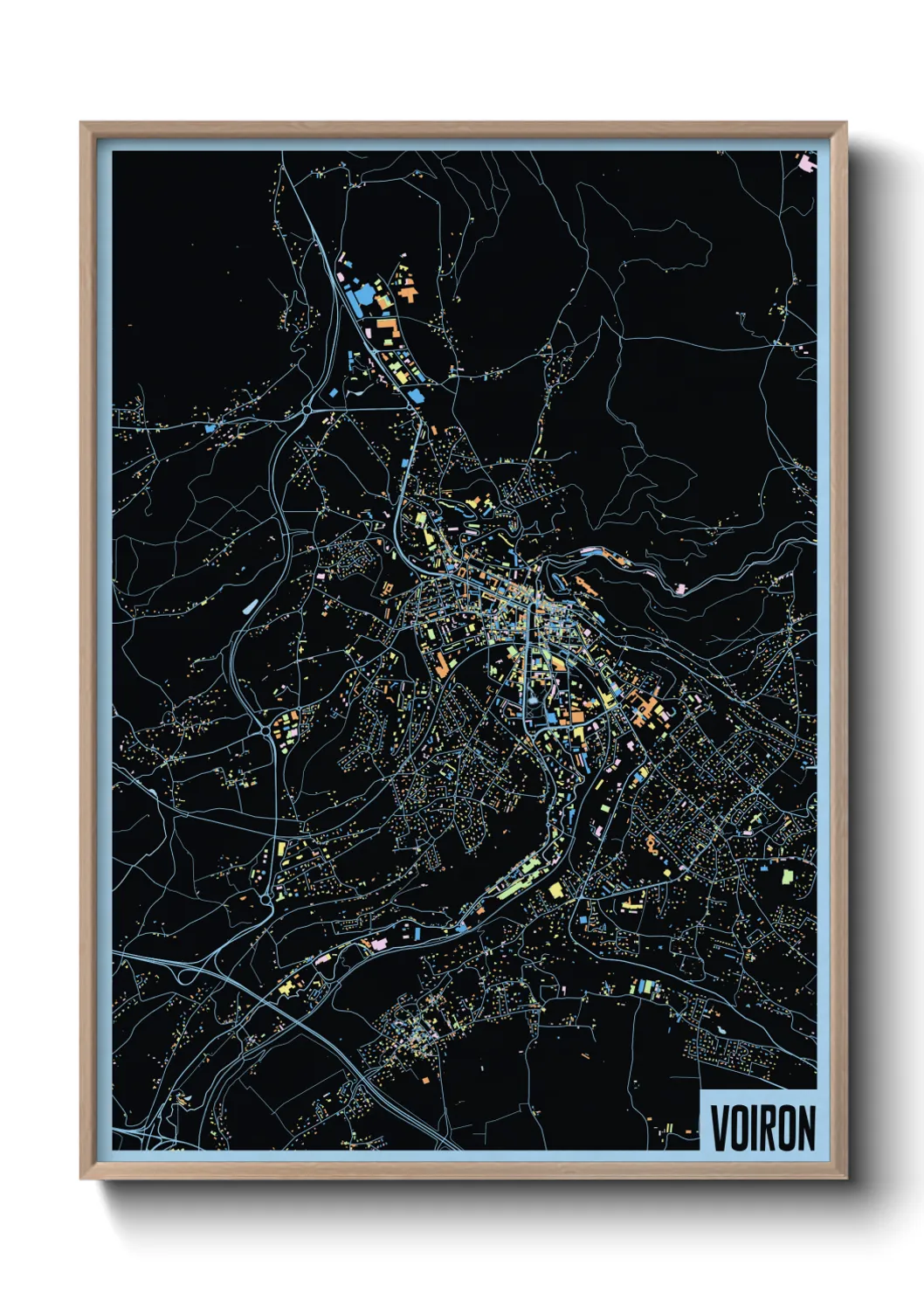 Une affiche de carte sur Voiron