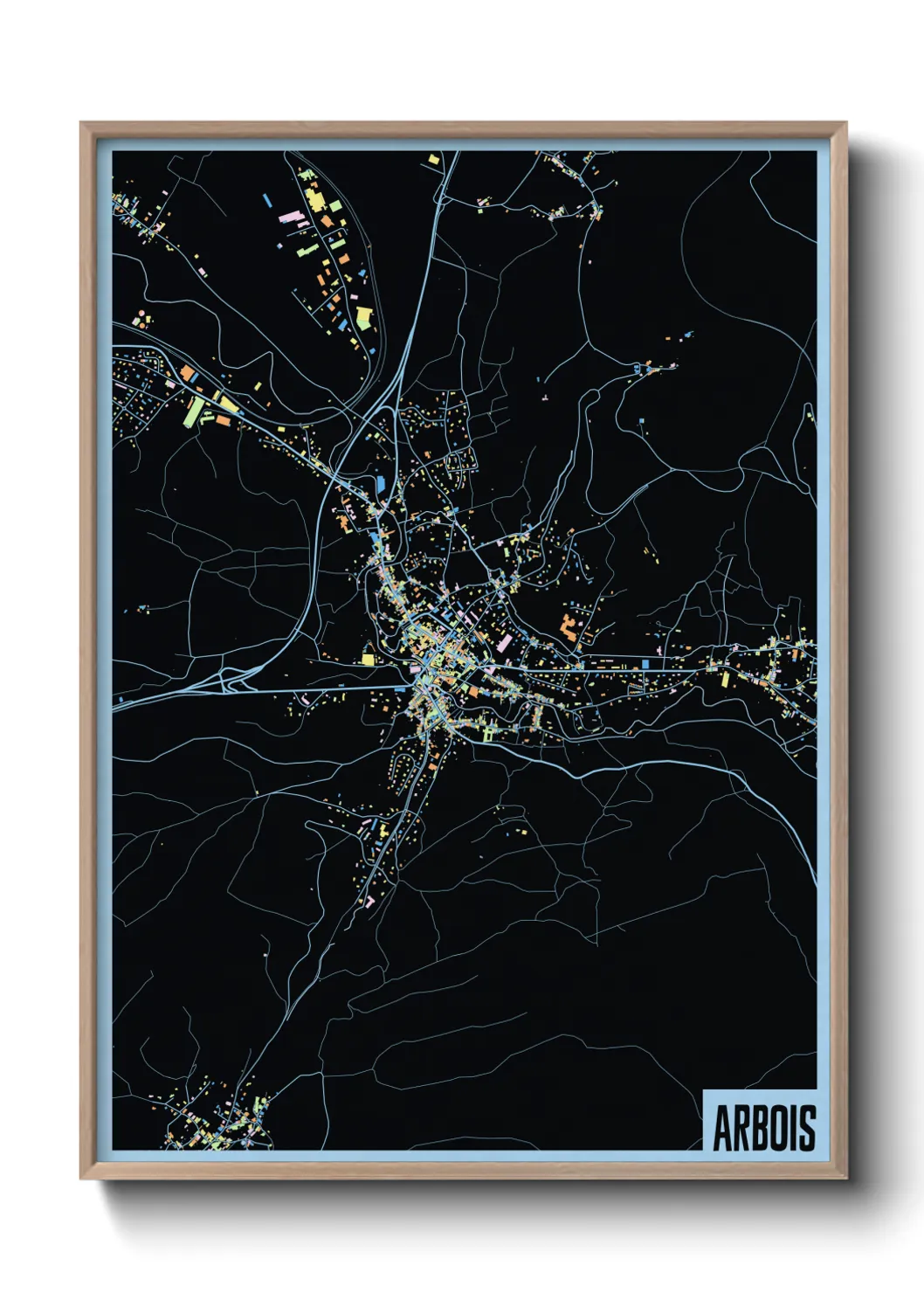 Une affiche de carte sur Arbois