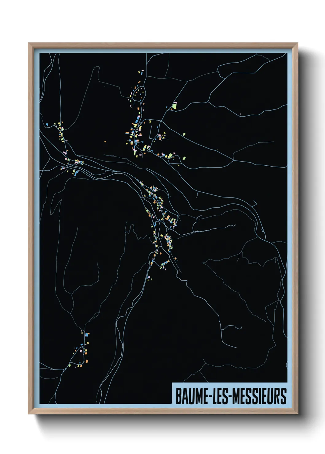 Une affiche de carte sur Baume-les-Messieurs