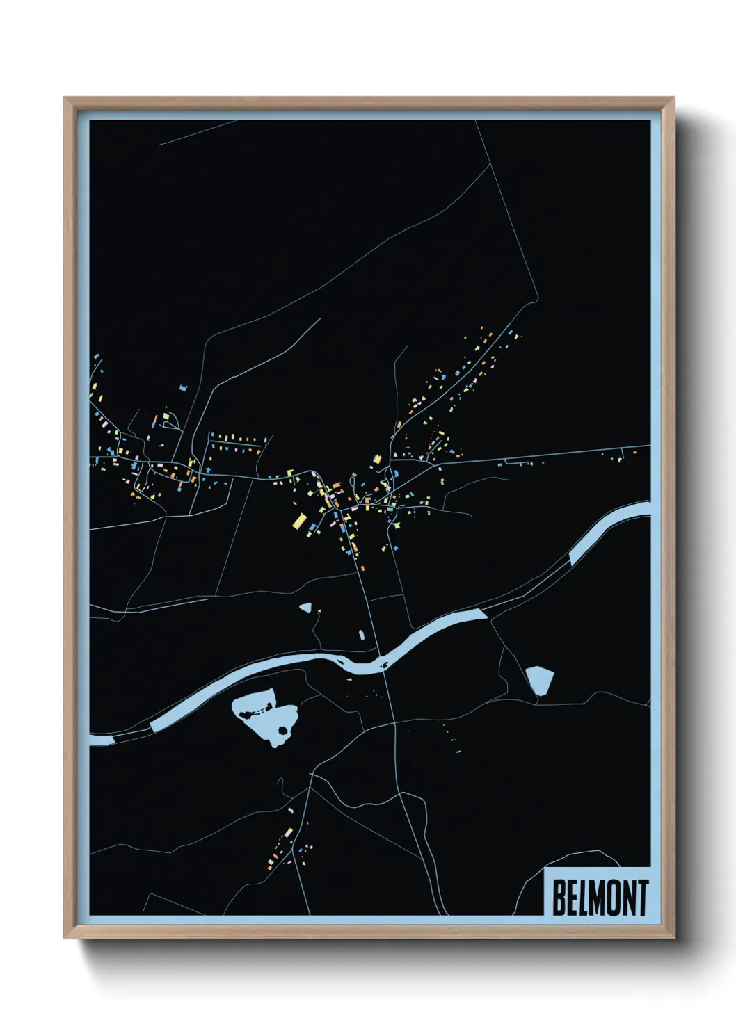 Une affiche de carte sur Belmont