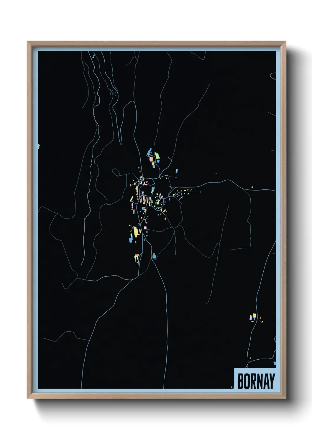 Une affiche de carte sur Bornay