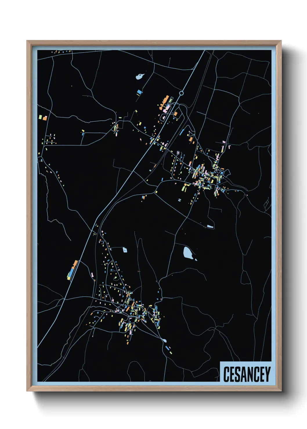 Une affiche de carte sur Cesancey