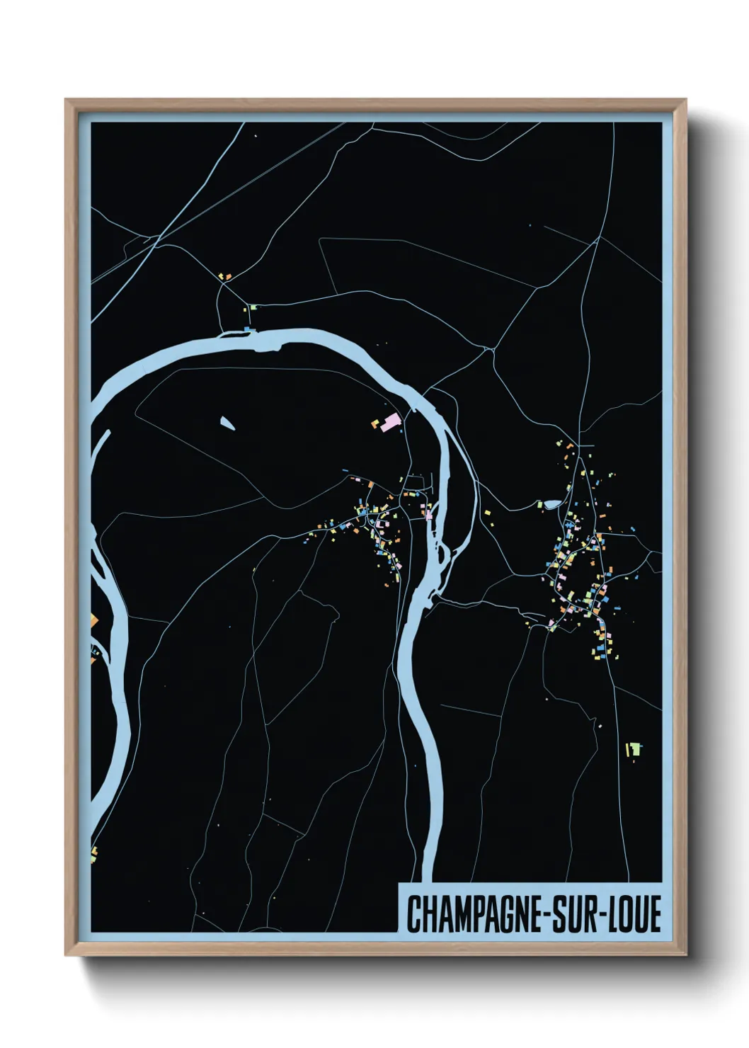 Un poster carteChampagne-sur-Loue