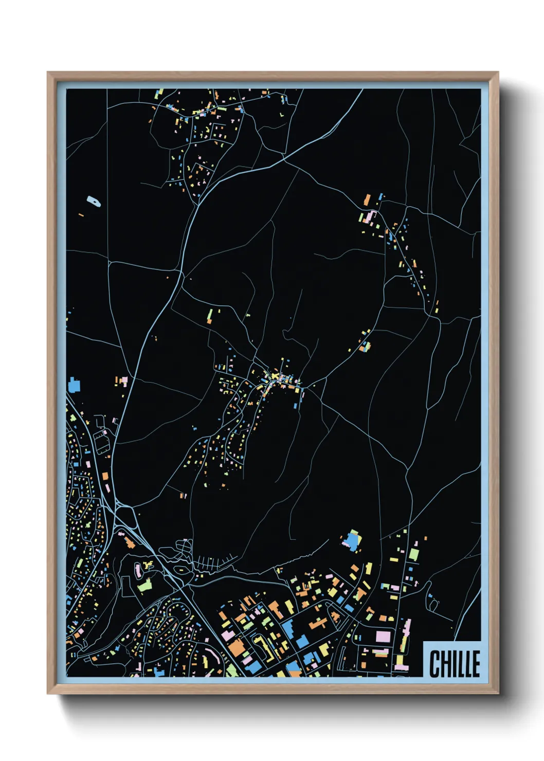 Une affiche de carte sur Chille