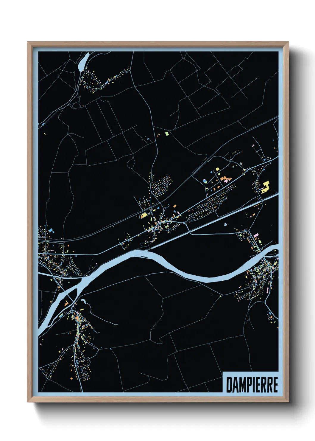 Une affiche de carte sur Dampierre