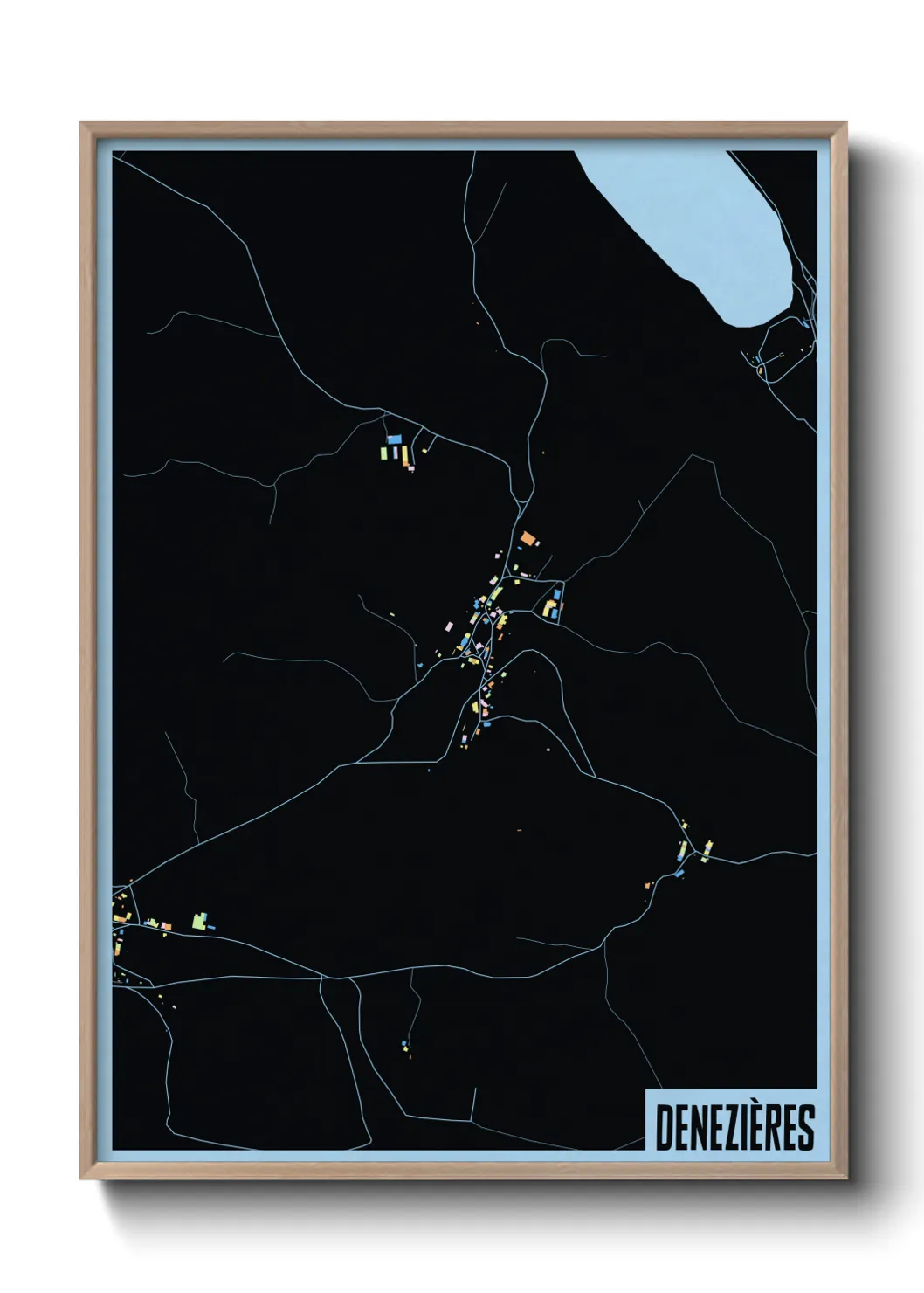 Une affiche de carte sur Denezières