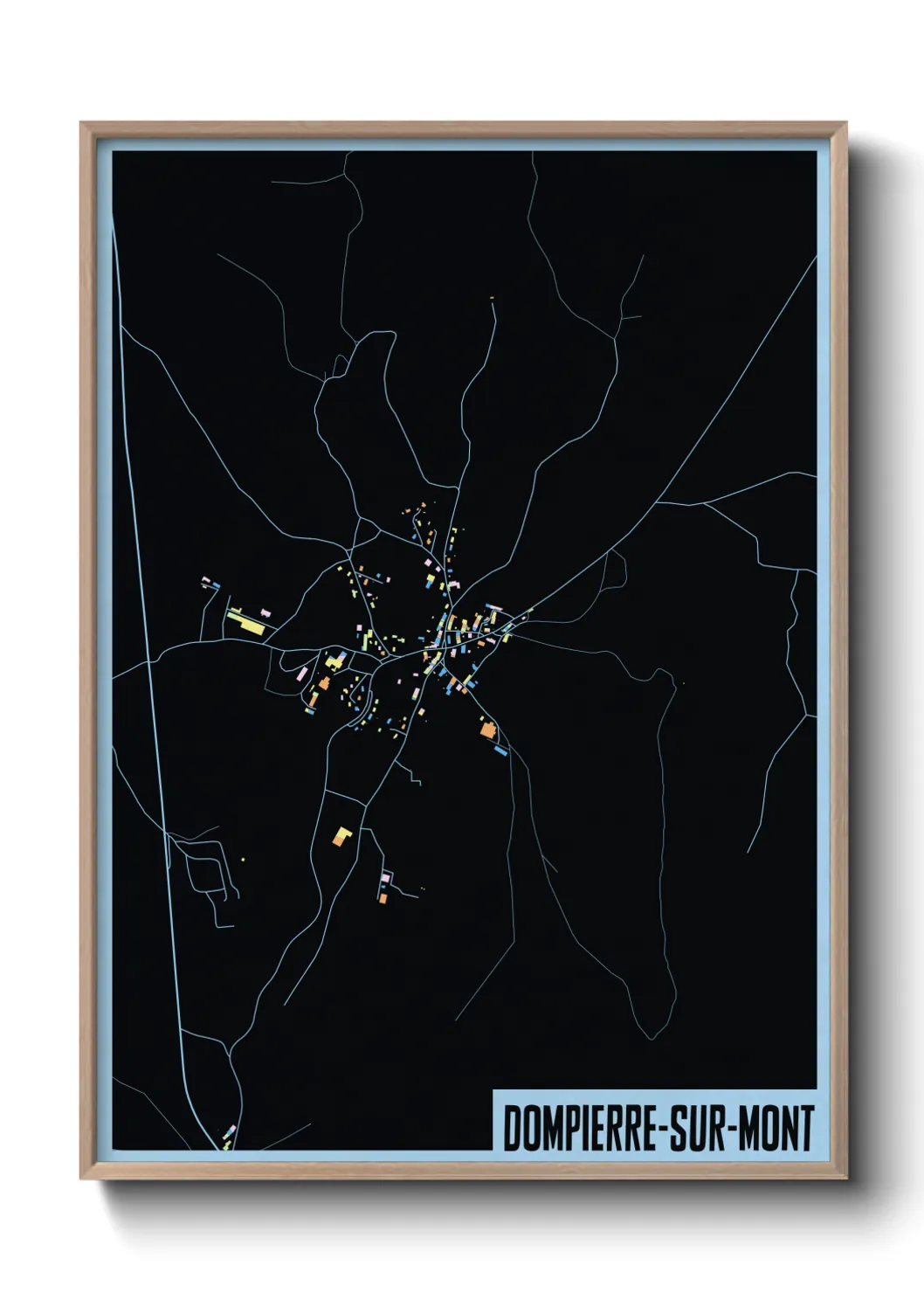 Une affiche de carte sur Dompierre-sur-Mont