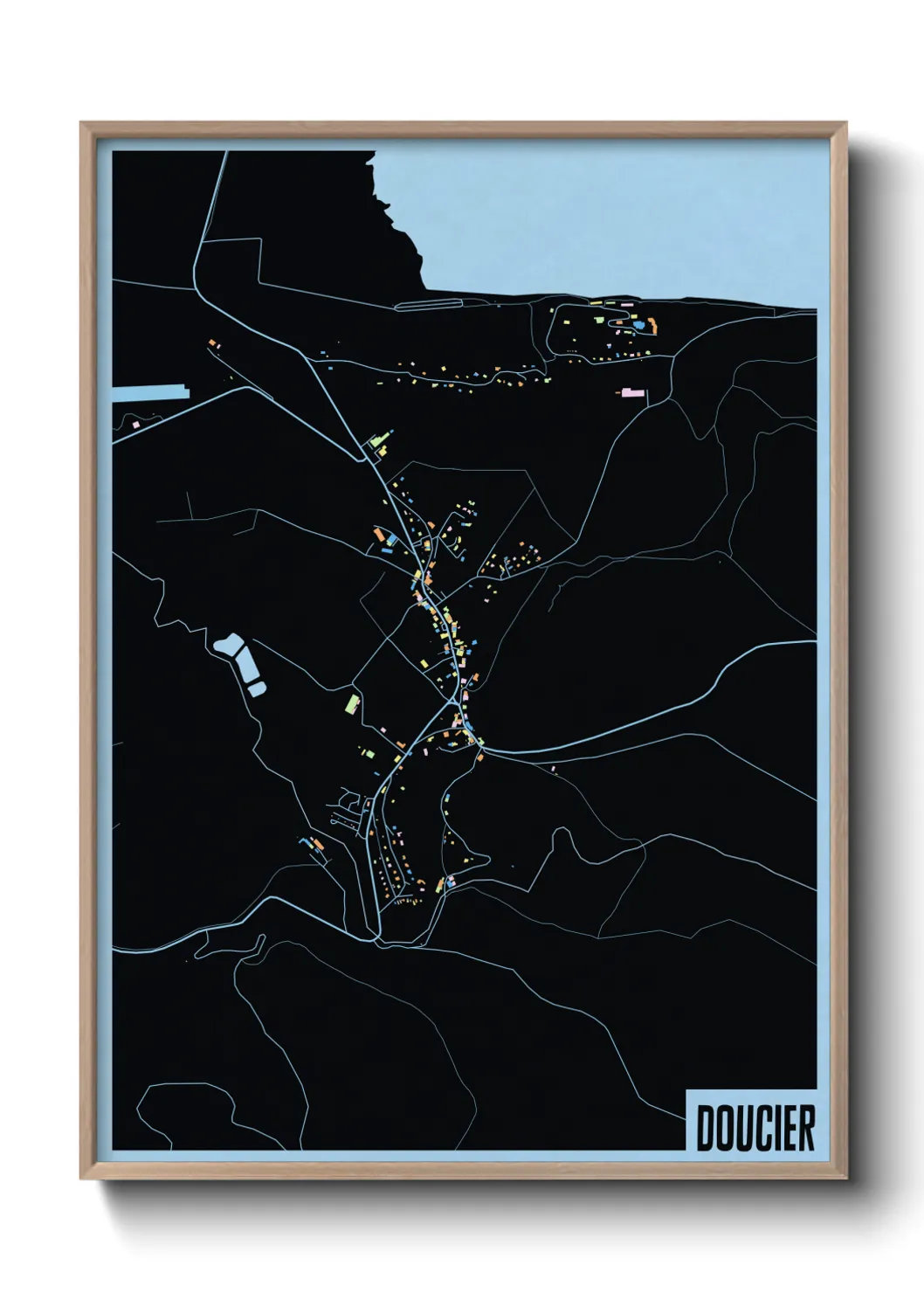 Une affiche de carte sur Doucier