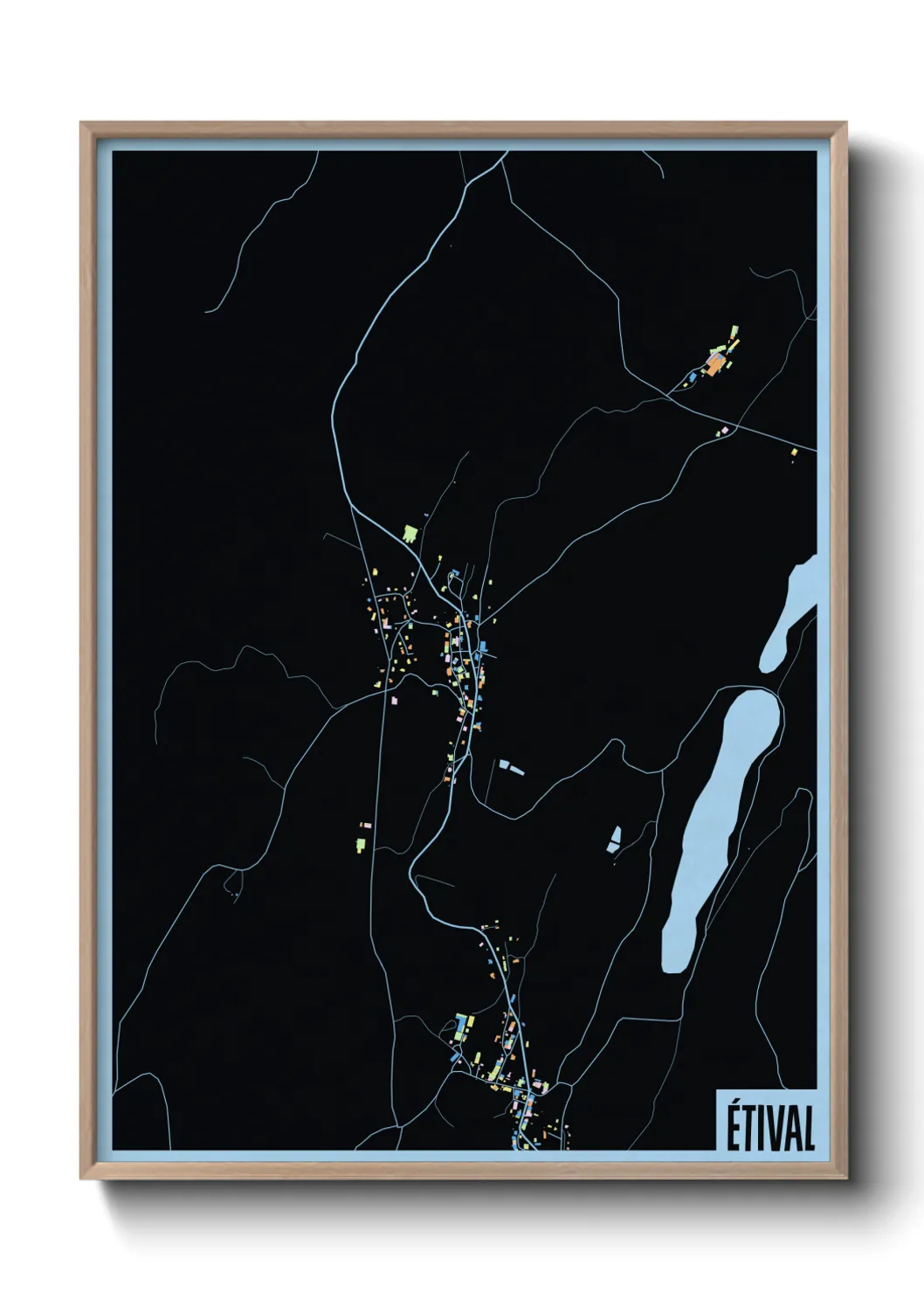 Une affiche de carte sur Étival