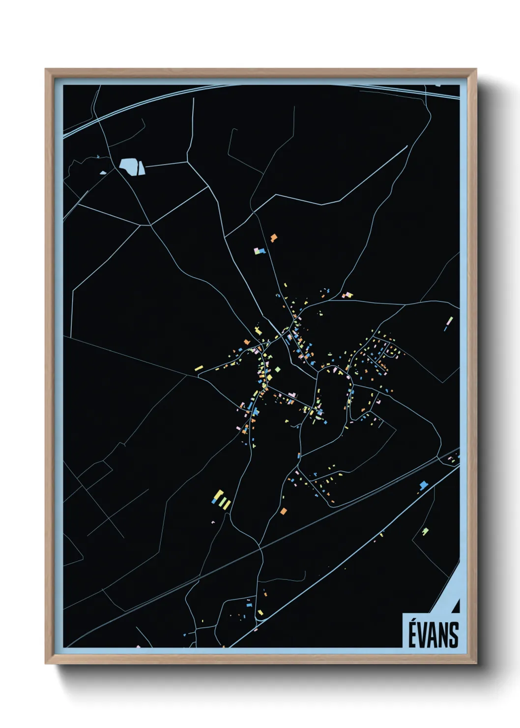 Une affiche de carte sur Évans