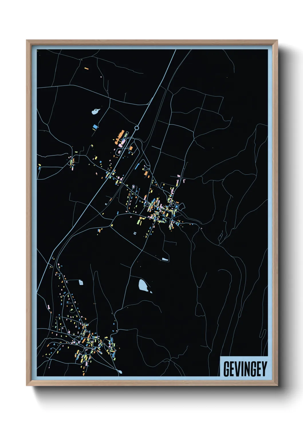 Une affiche de carte sur Gevingey