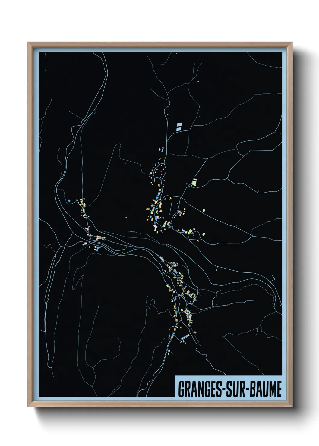 Une affiche de carte sur Granges-sur-Baume