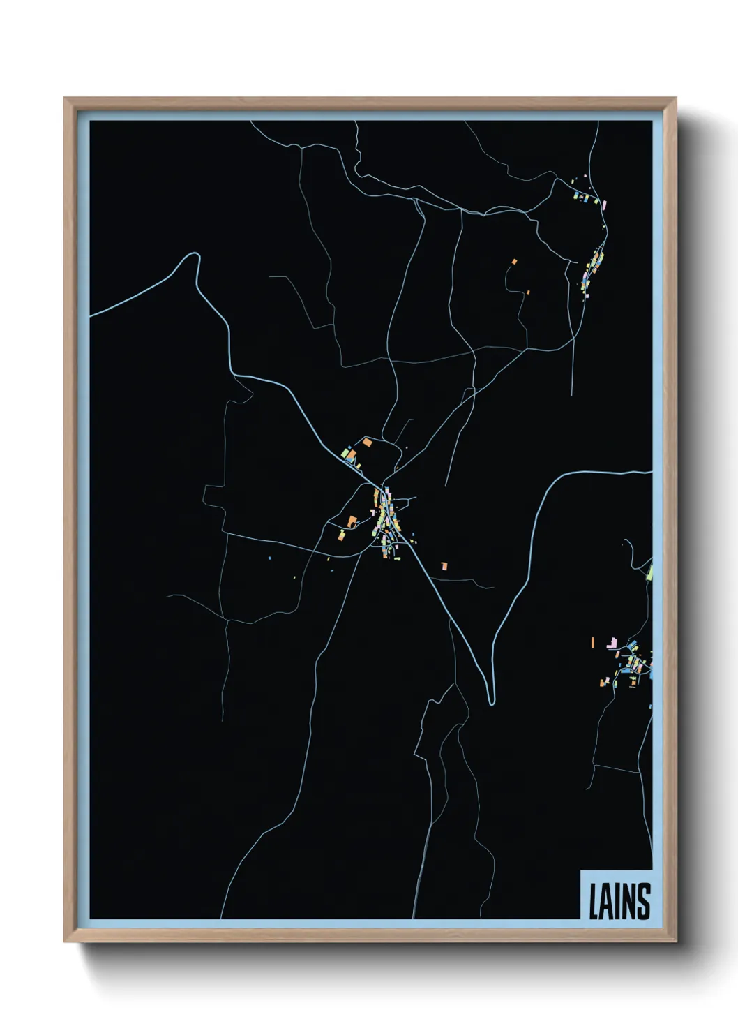 Une affiche de carte sur Lains