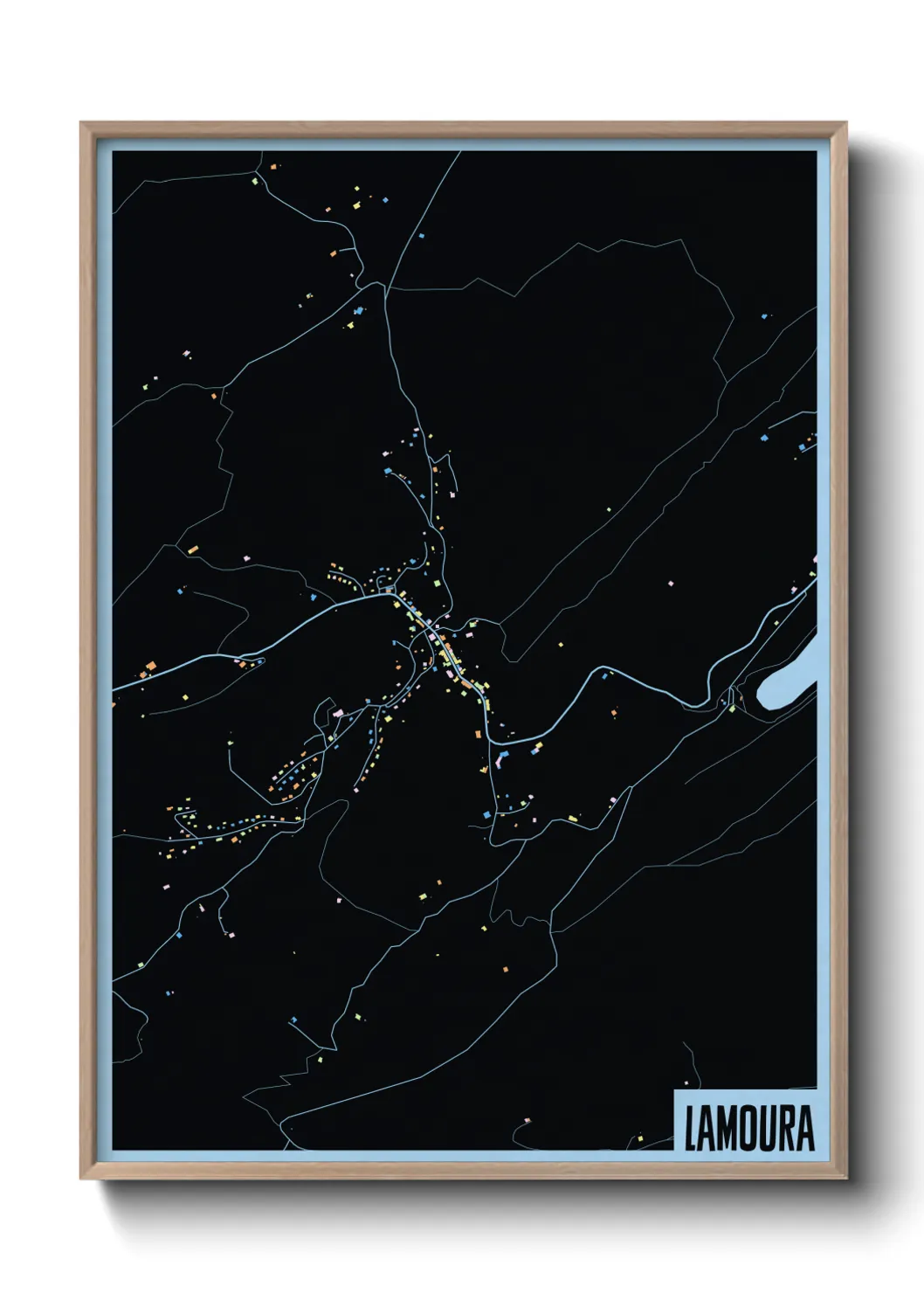 Une affiche de carte sur Lamoura