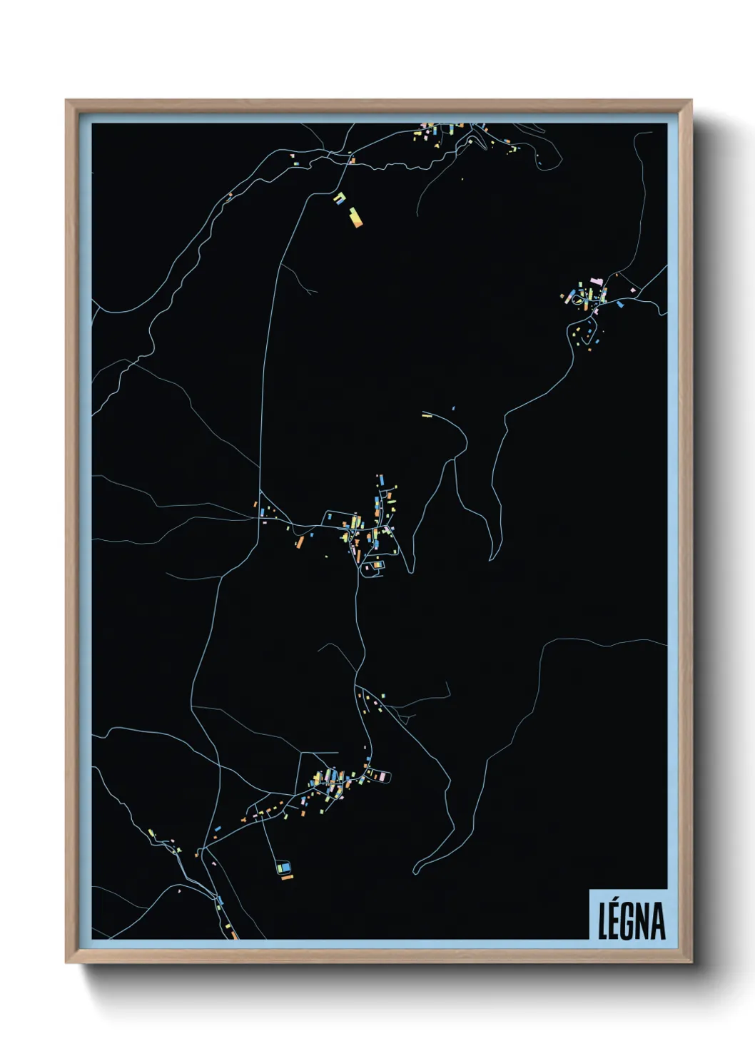 Une affiche de carte sur Légna