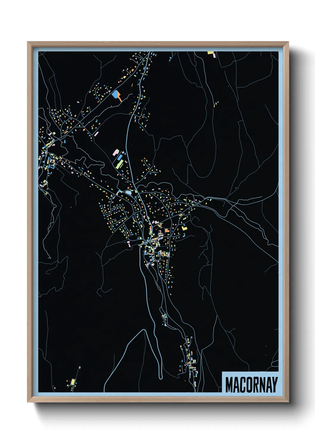 Une affiche de carte sur Macornay