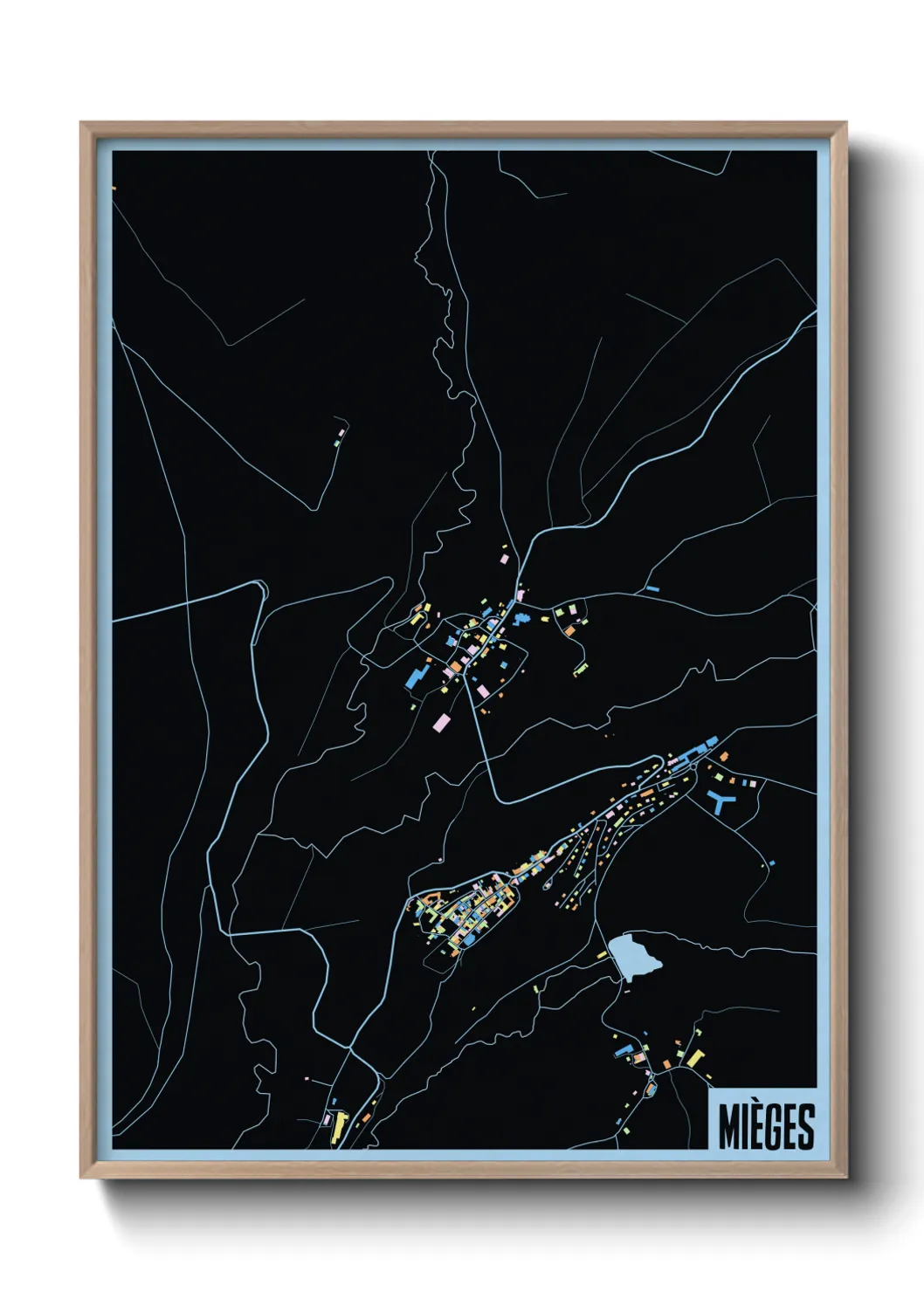 Une affiche de carte sur Mièges