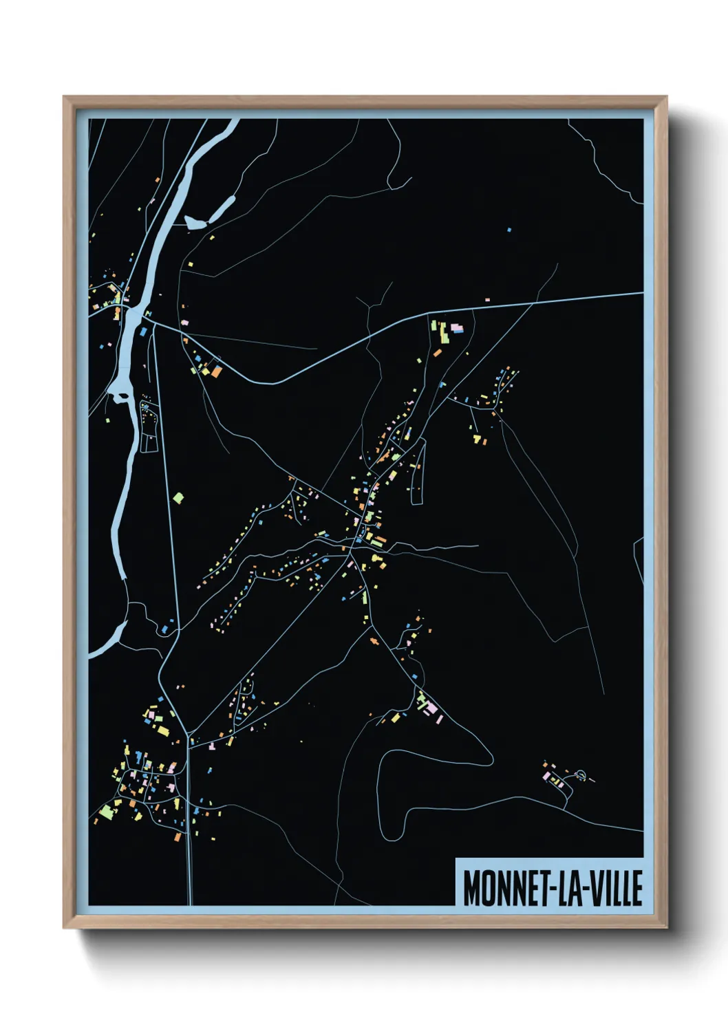 Une affiche de carte sur Monnet-la-Ville