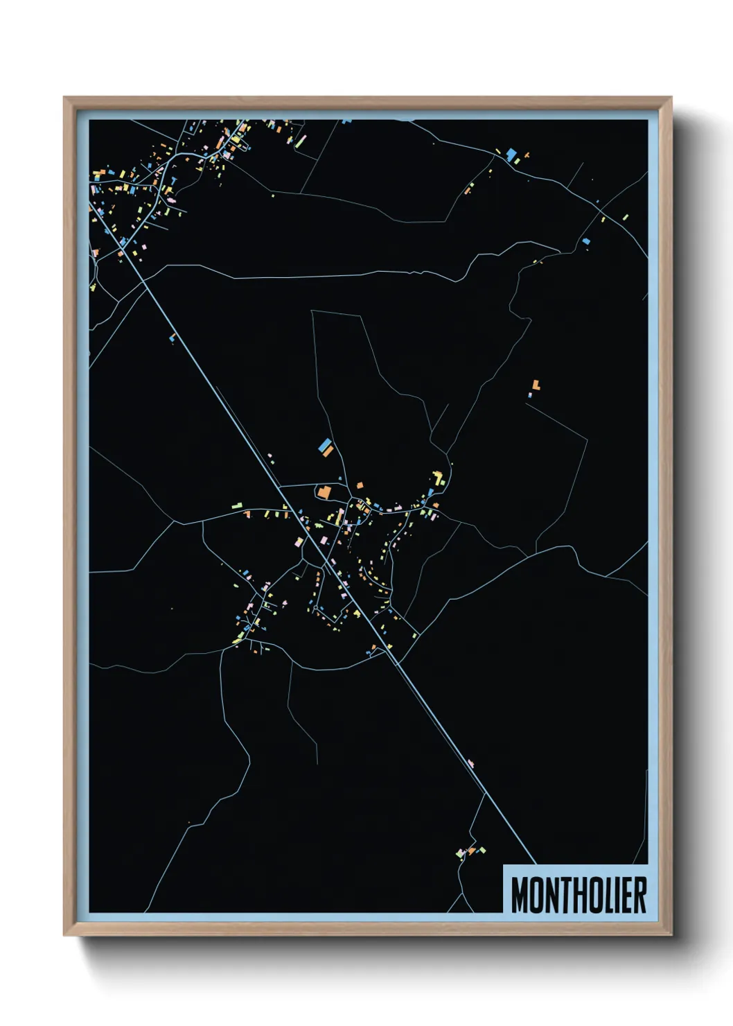 Une affiche de carte sur Montholier