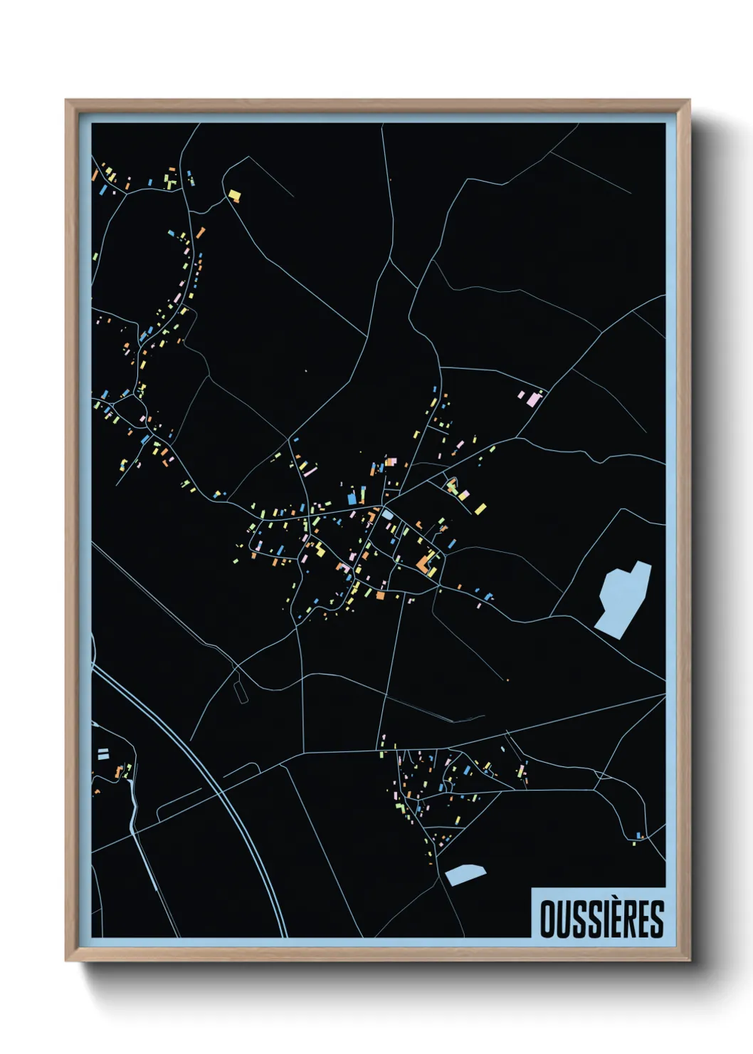 Une affiche de carte sur Oussières