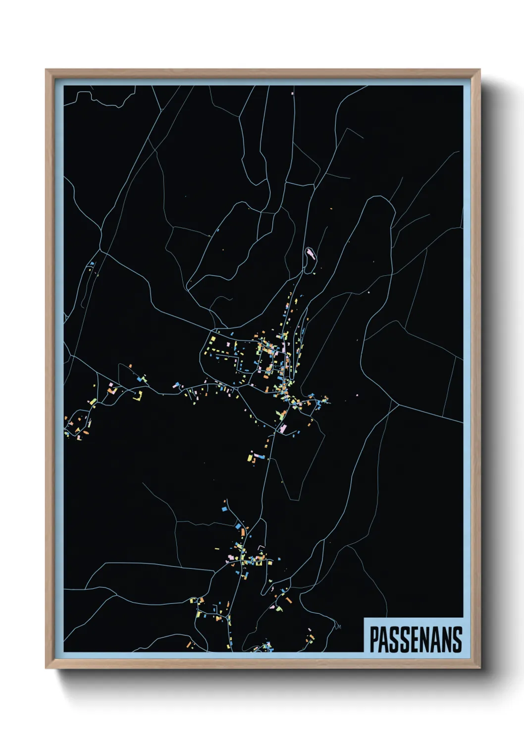 Une affiche de carte sur Passenans