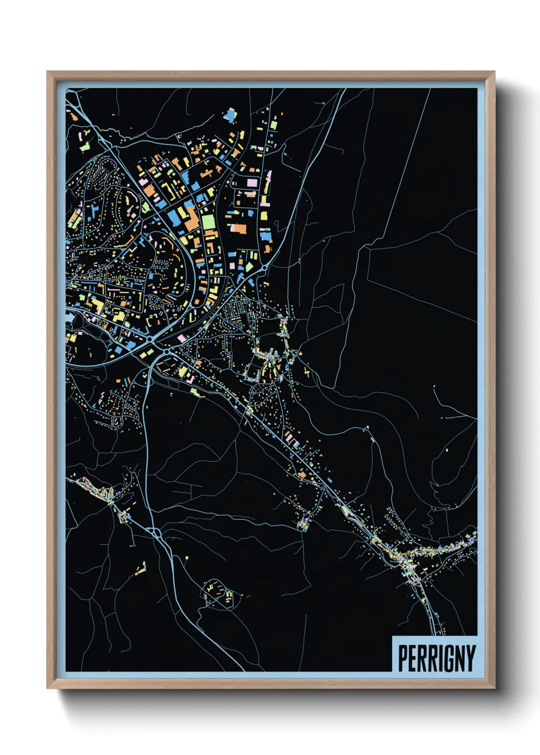 Une affiche de carte sur Perrigny