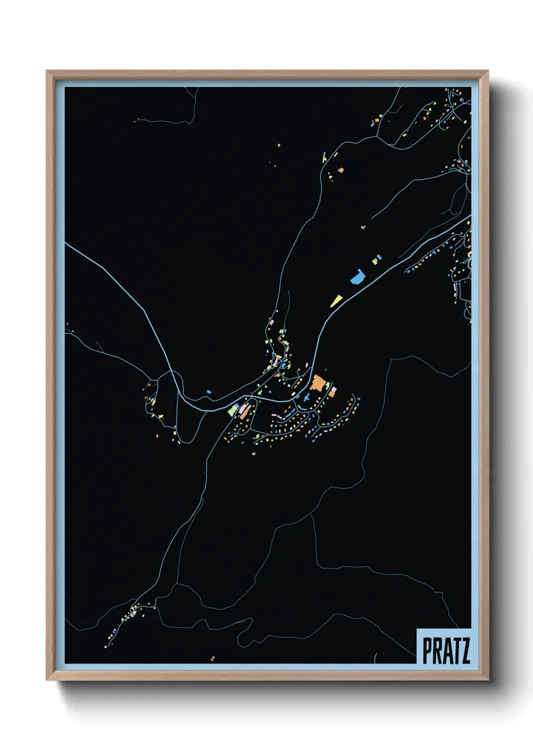 Une affiche de carte sur Pratz