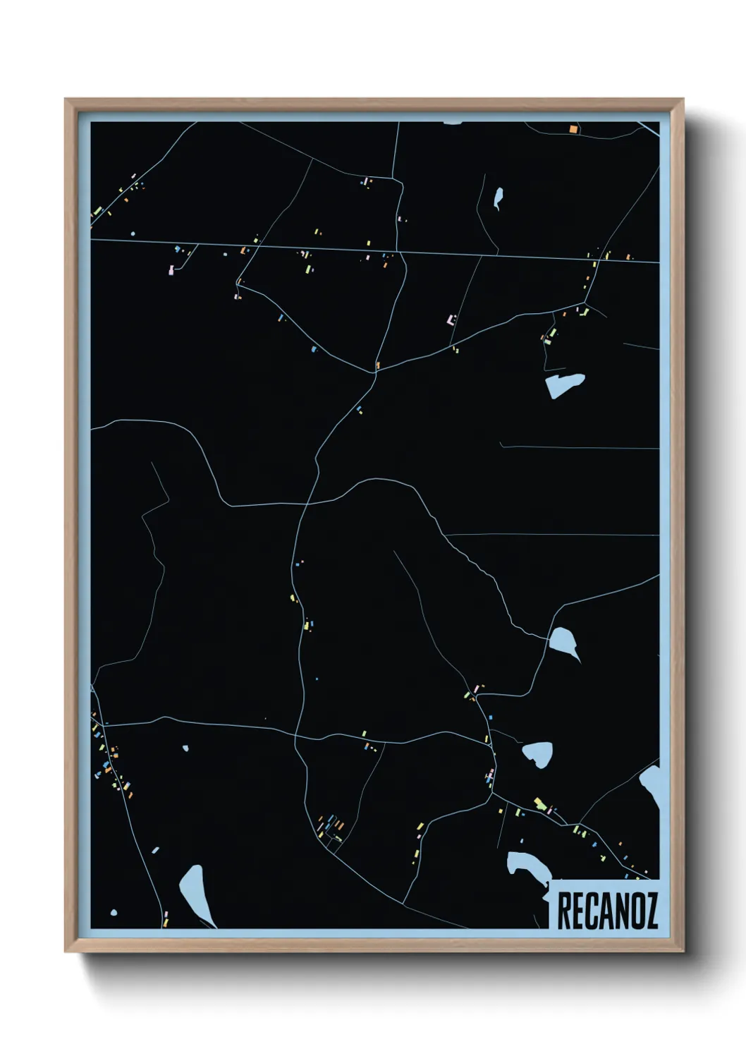 Une affiche de carte sur Recanoz